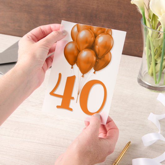 誕生日バルーンオレンジ色のパーティーオーバーレイ ベラム紙招待状 (ポータブル)