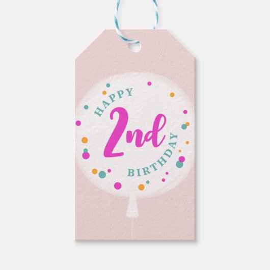 誕生日バルーンカスタマイズ可能なギフトラベルピンク ギフトタグ (正面)