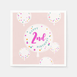 誕生日バルーンカスタマイズ可能なナプキンピンク スタンダードカクテルナプキン