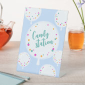 誕生日バルーンカスタマイズ可能なペデスタル記号ブルー 台座サイン (インサイチュ)