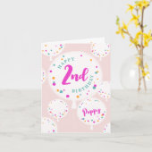 誕生日バルーンカスタマイズ可能な誕生日カードピンク カード (黄色い花)