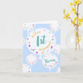 誕生日バルーンカスタマイズ可能な誕生日カードブルー カード (黄色い花)