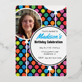 誕生日バルーンカスタムのフォト名 箔招待状