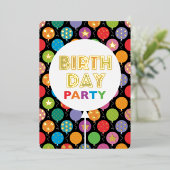 誕生日バルーンカスタムのフォト名 箔招待状 (立ち正面)