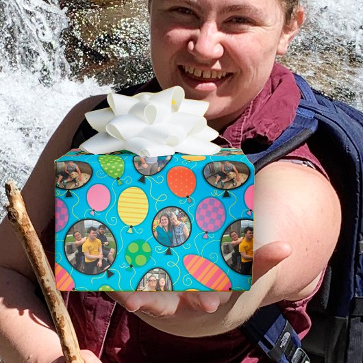 誕生日バルーンカスタムフォトギフトブルーブライトWr ラッピングペーパー