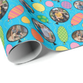 誕生日バルーンカスタムフォトギフトブルーブライトWr ラッピングペーパー (ロールコーナー)