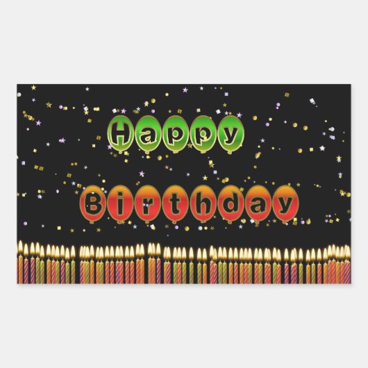 誕生日バルーンシール 長方形シール (正面)