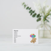 誕生日バルーンバンチテディベア 名刺 (スタンド正面)