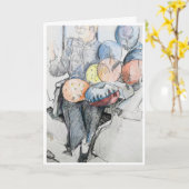 誕生日バルーンパーティーカード カード (黄色い花)