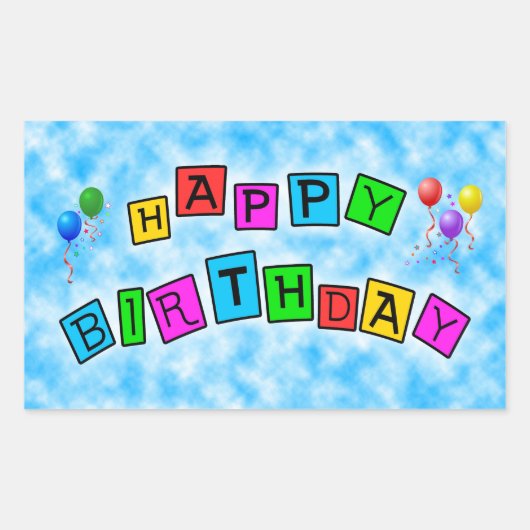 誕生日バルーンパーティー運命の運命 長方形シール (正面)