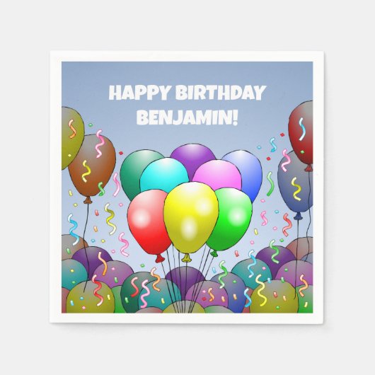誕生日バルーンパーティー スタンダードカクテルナプキン (正面)