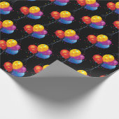 誕生日バルーンブーケの黒 ラッピングペーパー (角)