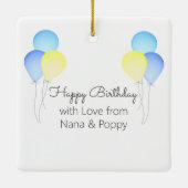 誕生日バルーンベビーの写真との最初の誕生日 セラミックオーナメント (裏面)