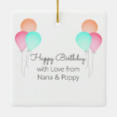 誕生日バルーンベビーの写真との最初の誕生日 セラミックオーナメント (裏面)