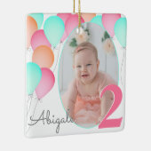 誕生日バルーンベビーの2回目の誕生日の写真 セラミックオーナメント (右)