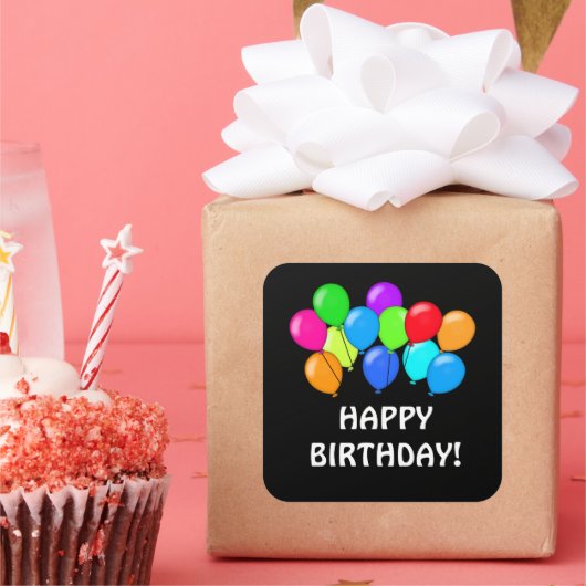 誕生日バルーンユニセックスパーティーシール スクエアシール (パーティー)
