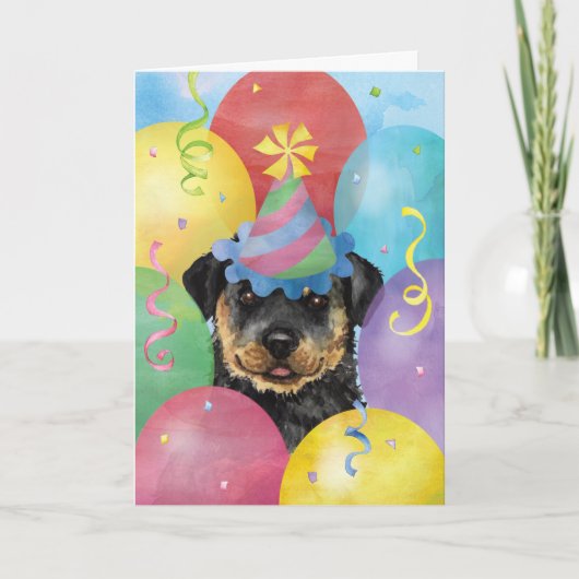 誕生日バルーンロットワイラーカード カード (正面)