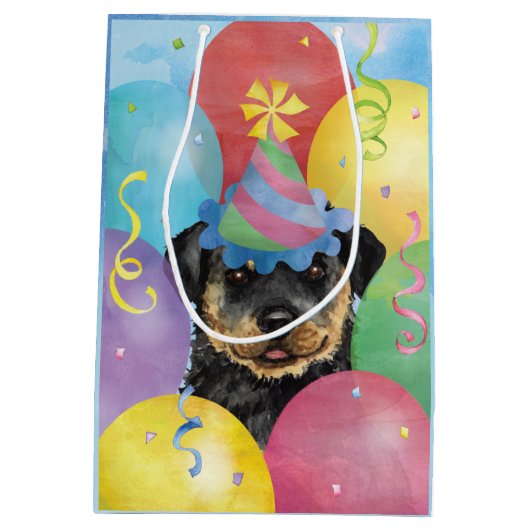 誕生日バルーンロットワイラー媒体抱き枕 ミディアムペーパーバッグ (裏面)