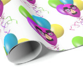 誕生日バルーン付おもしろい顔 ラッピングペーパー (ロールコーナー)