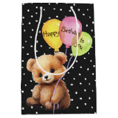 誕生日バルーン付きパーティー熊 ミディアムペーパーバッグ (正面)