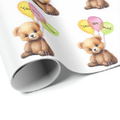 誕生日バルーン付きパーティー熊 ラッピングペーパー (ロールコーナー)