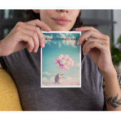 誕生日バルーン付き可愛いハリネズミ、カスタマイズ可能 サンキューカード