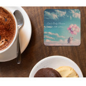 誕生日バルーン付き可愛いハリネズミ、カスタマイズ可能 スクエアペーパーコースター