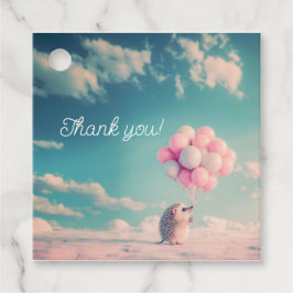 誕生日バルーン付き可愛いハリネズミ、カスタマイズ可能 フェイバータグ