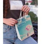 誕生日バルーン付き可愛いハリネズミ、カスタマイズ可能 ミディアムペーパーバッグ