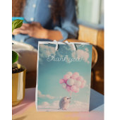 誕生日バルーン付き可愛いハリネズミ、カスタマイズ可能 ミディアムペーパーバッグ