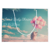 誕生日バルーン付き可愛いハリネズミ、カスタマイズ可能 ラージペーパーバッグ (裏面)