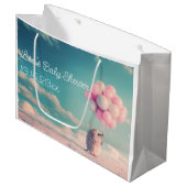 誕生日バルーン付き可愛いハリネズミ、カスタマイズ可能 ラージペーパーバッグ (正面アングル)