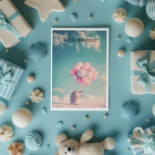 誕生日バルーン付き可愛いハリネズミ、カスタマイズ可能 招待状