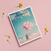 誕生日バルーン付き可愛いハリネズミ、カスタマイズ可能 招待状