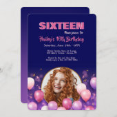 誕生日バルーン写真招待状 招待状 (正面/裏面)