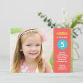 誕生日バルーン写真 誕生日招待状 - コーラル 招待状 (スタンド正面)