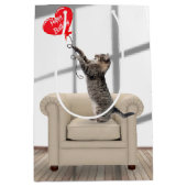誕生日バルーン及びタビー猫 ミディアムペーパーバッグ (正面)