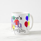 誕生日バルーン名マグカップ コーヒーマグカップ (正面右)