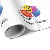 誕生日バルーン子の名前と年齢 ラッピングペーパー (ロールコーナー)