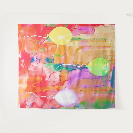 誕生日バルーン抽象芸術写真BackgroundTapestry タペストリー (正面(横))