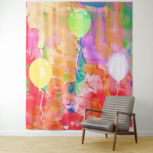 誕生日バルーン抽象芸術写真BackgroundTapestry タペストリー (インサイチュ)
