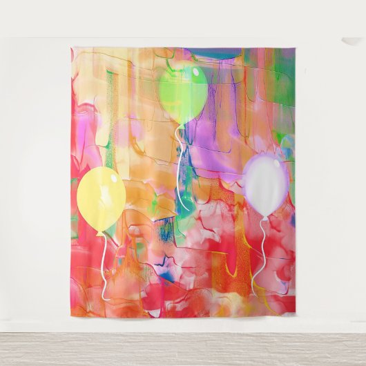 誕生日バルーン抽象芸術写真BackgroundTapestry タペストリー (正面)