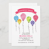 誕生日バルーン招待状 招待状 (正面/裏面)