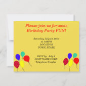 誕生日バルーン水玉模様 招待状 (裏面)