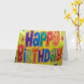 誕生日バルーン汎用カード カード (黄色い花)