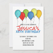 誕生日バルーン紙吹雪モダンパーティー 招待状 (正面)