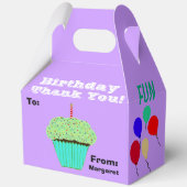 誕生日バルーン緑のカップケーキサンキューお名前 フェイバーボックス (裏面)