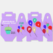 誕生日バルーン緑のカップケーキサンキューお名前 フェイバーボックス (見開き)