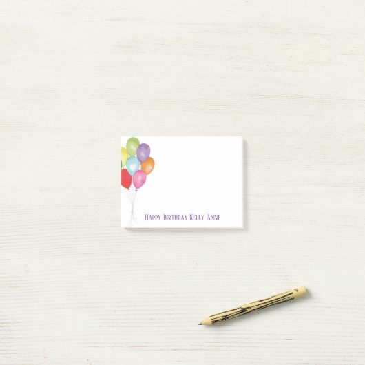 誕生日バルーン編集可能な投稿メモ ポストイット (デスク上)
