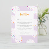 誕生日バルーン薄紫招待カード 招待状 (スタンド正面)